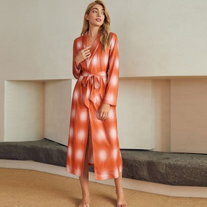 Wholesale Lounge Wear <b>Robe</b> Night Gown Home Clothes Bathrobe Pajamas Lounge Wear Kimono Money Printed by Inspire Apparel <b>Women</b> - Product Image 3