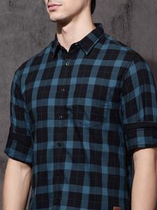 Chemise à carreaux en flanelle de coton teint en fil pour hommes, manches longues, séchage rapide, col montant, boutonnée, respirante, grande taille, 100% - Product Image 5