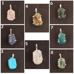 Offre Spéciale janvier-Bonheur naturel rugueux rose quartz pendentif 925 sterling argent prong réglage pendentif pour faire chaîne collier - Product Image 2