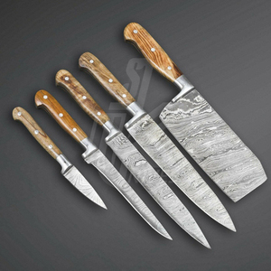 5pcs <b>Kitchen</b> Chef <b>Knives</b> Set 6.5 Inch Japanese 7CR17 440C High Carbon Stainless Steel Damascus Laser Pattern Camping <b>Knife</b> - Product Image 2