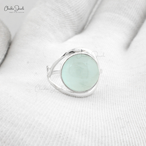 Bague aigue-marine naturelle 12mm forme ronde cabochon pierre AAA qualité aigue-marine 925 argent Sterling bague pour femme bijoux de mode - Product Image 3