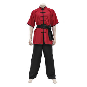 Kung Fu Uniforme Manga Completa Color Rojo con Cinturón Algodón/Poliéster Unisex Adulto - Product Image 1