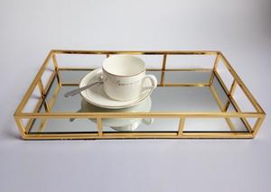 Bandejas Decorativas Rectangulares de Metal con Borde Dorado para Exhibición de Collares, para Uso en el Hogar y Restaurantes - Product Image 5