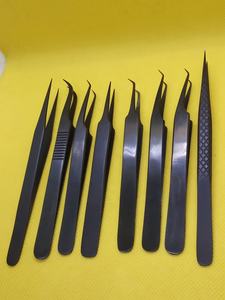 Lot de 8 pinces d'extension de cils noir mat Obexa Matériau en acier inoxydable de belle couleur avec bouts arrondis - Product Image 6