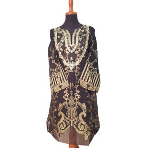 High Quality Silk Cotton Viscose Rayon Jacquard Tilla Work <b>Women's</b> Traditional <b>Kurta</b>/Kurti-Masoori Stone Work Pakistani Dress - Product Image 1