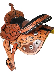 Selle de trail western en cuir américain la plus vendue, selle de cheval western en cuir véritable, harnais pour l'équitation - Product Image 4