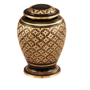 Urnes funéraires pour adultes en laiton de haute qualité avec de belles urnes funéraires en métal fini or et noir de gravure pour les cendres humaines - Product Image 2