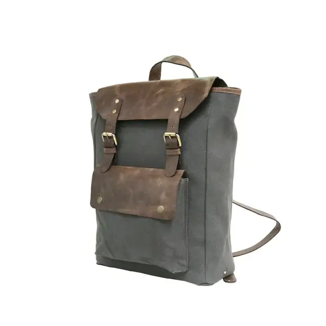 Custom Laptop Backpack Hot Sale Canvas Leather Backpack for Men and Women Backpacks Manufacturer