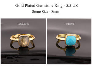 Customize Wholesale Blue <b>Turquoise</b> <b>Ring</b> Cushion Checker Cut <b>Ring</b> Handmade Minimalist Tiny Birthstone <b>Ring</b> Unisex Fine Jewelry - Product Image 4