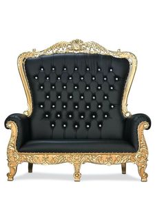 Fauteuil Queen en tissu capitonné noir et or de style Mid-Century pour salon, chambre, mariage, mobilier de maison - Product Image 1