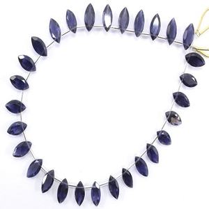 Iolite-GEMA Natural tallada en forma de marquesa, cuentas de piedra tallada lateral, fabricación de joyas, precio al por mayor - Product Image 1