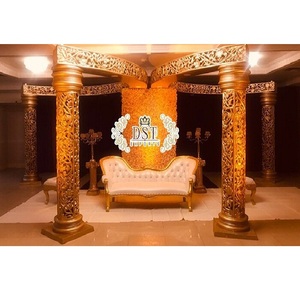Deslumbrante oro portátil Mandap maravillosa boda india Maharani Mandap gran diseño tallado para grandes bodas tradicionales de EE. UU. Reino Unido - Product Image 1