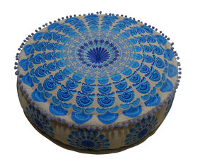 Puf de Mandala azul de estilo moderno, nueva decoración de verano para el hogar, reposapiés bordado de algodón, reposapiés de tela, venta al por mayor - Product Image 3