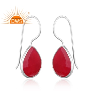 ซัพพลายเออร์สำหรับรูปลักษณ์ใหม่ลูกแพร์รูปสีชมพู Chalcedony ต่างหูเครื่องประดับแฮนด์เมด925เงินสเตอร์ลิงตะขอต่างหูผู้ค้าส่ง - Product Image 2