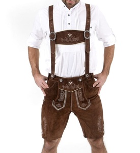 Custom Designed <b>Men's</b> Bavarian Oktoberfest Lederhosen Brown Bavarian <b>Shorts</b> Embroidery Latest German Canvas Bavarian Pants - Product Image 1