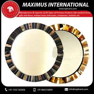 Popular Inlay Horn <b>Mirror</b> Frame <b>Wall</b> <b>Mirror</b> Decor Handmade Natural Horn <b>Mirror</b> <b>for</b> Vanity Washroom Bathroom Entryway Living Room - Product Image 5