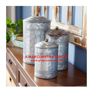 Juego de botes de Metal de alta calidad para decoración, servicio para almacenamiento de azúcar y café, acabado antiguo de plata - Product Image 1