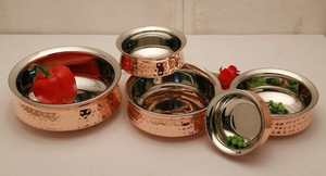 Hottest Selling Copper Kitchen Fry <b>Pan</b> Set Hammered Design Copper Cookware Sets Best Quality - Product Image 3