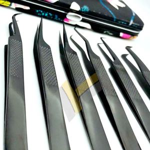 Pince à épiler professionnelle d'extension de cils en acier inoxydable Plasma noir Logo personnalisé pince à épiler à volume fort - Product Image 3