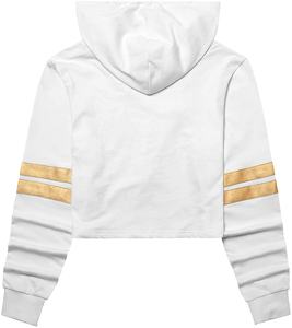 Top corto con capucha para mujer Diseño de logotipo personalizado Ropa informal Sublimado Impreso Crop Top Sudaderas con capucha para mujer - Product Image 3