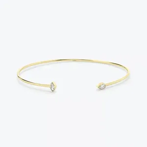 Pulseira de zircônia para joias personalizadas, pingente minimalista banhado a ouro 18k prata esterlina 925 ajustável bracelete de diamante ponteira