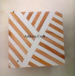 Checkered Pattern <b>Coaster</b> Natural Wood Decorative Tea <b>Coaster</b> <b>Drinking</b> <b>Coaster</b> For Luxury Home Hotel Restaurant Tableware Use - Product Image 4