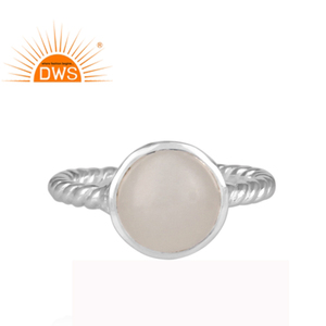 Twisted Classic <b>Statement</b> <b>Ring</b> White Moonstone Gemstone <b>Ring</b> Jewelry Fine Sterling Silver Jewelry Supplier - Product Image 1