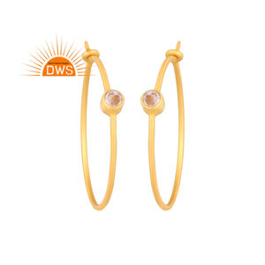 Pendiente de aro de piedra preciosa de cuarzo de cristal Natural de plata esterlina para fabricante de joyería de mujer - Product Image 1