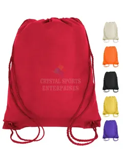 Wholesale custom size cotton canvas shopping tote bag travel sports canvas drawstring backpack