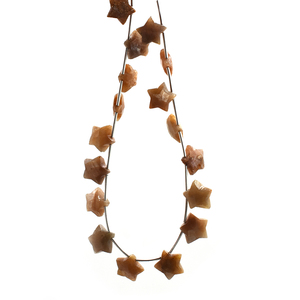Piedra lunar marrón de 10 a 11 mm, facetada en forma de estrella, 17 cuentas en un hilo para la fabricación de joyas. - Product Image 2