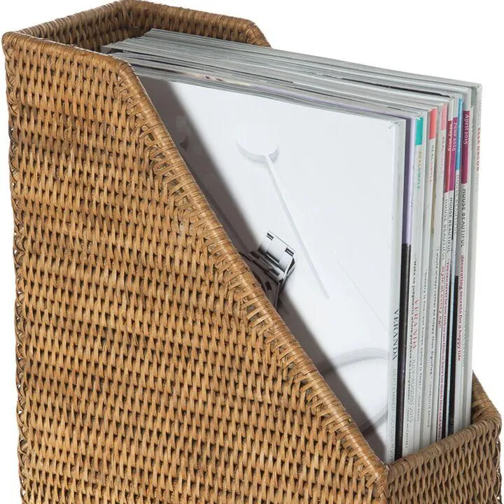 Rattan book file - Magazine Storage - File Holder Organizer - SISU brand RFS-062; Home Storage and Decoration