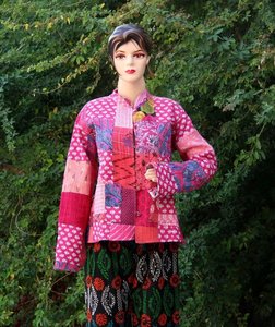 Chaqueta de retales hecha a mano para mujer, abrigo Hippie, Reversible, acolchada, de algodón indio, surtido - Product Image 4