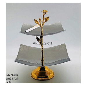 Vente de gros Plats et bols de service en métal avec des fleurs de créateur pour la décoration de table de mariage pour la décoration de la cuisine - Product Image 2