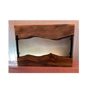 Plateau en résine bleu ciel époxy, grand et en bois, pour la maison, plateau de rivière en bois d'olive, fête, service époxy - Product Image 6