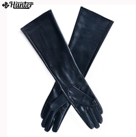 Benutzer definierte Frauen lange heiße hochwertige Schafs haut Mode Leder Opera Abend party schwarze Handschuhe