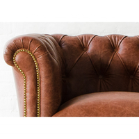 Canapé Chesterfield, style mid-century modern, gonflable, en cuir véritable |   Fauteuil Club Vintage pour Salon, Appartement, Villa |   Fait main