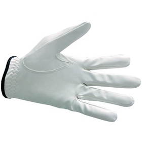 Gants de golf respirants Cabretta en cuir de mouton de haute qualité pour hommes en blanc bleu Poignées antidérapantes au design personnalisé pour le sport - Product Image 3