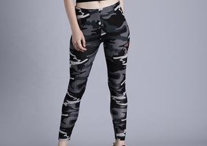 เลกกิ้งผ้าสแปนเด็กซ์เอวสูงน้ำหนักเบาลายพรางพิมพ์ลวดลายลวดลายสำหรับโยคะและยิมผ้าถักโลโก้ - Product Image 4