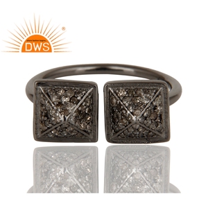 Anillo de plata de primera ley con forma de pirámide para mujer, sortija, plata esterlina 925, oxidado, color negro - Product Image 2