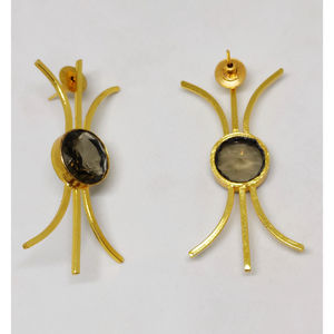 ต่างหูห่วงทองเหลืองชุบทองทำด้วยมือสำหรับเด็กผู้หญิงและผู้หญิง - Product Image 2