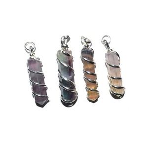 Pendentifs d'enveloppe de pierre de crayon de Fluorite semi-précieuse pierre précieuse d'agate sculptée de style Feng Shui & Love pour la décoration à la maison - Product Image 1