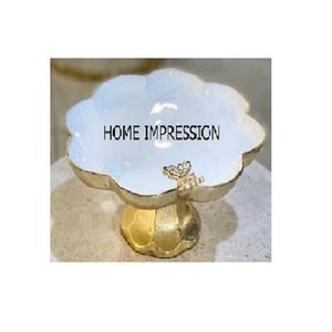 Nueva llegada de lujo moderno 2 niveles de latón antiguo acabado textura taza pastel soporte utensilios de cocina y boda Villa fiestas servir soporte - Product Image 4