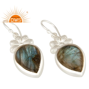 Labradorita-pendientes de plata de ley 925 con diseño Floral, joyería fina con piedras preciosas - Product Image 2