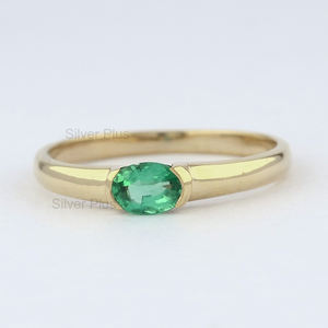แหวนหมั้นมรกต Solitaire ทรงวงรีแท้,แหวนขายส่งเครื่องประดับมินิมอล - Product Image 5