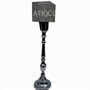 Iron & Glass Crystal Tealight Votive <b>Candle</b> Holder 4 Hanging Votives with Stand - Product Image 2