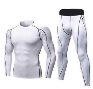 Personnalisable hommes Compression à manches longues Fitness Rashguard respirant hiver Sport peau costume grande taille vêtements survêtements - Product Image 1