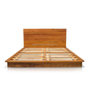 Làm bằng tay tự nhiên kết thúc rắn tếch cấu hình thấp khung giường với liền mạch thiết kế đầu giường tùy chỉnh - Product Image 3