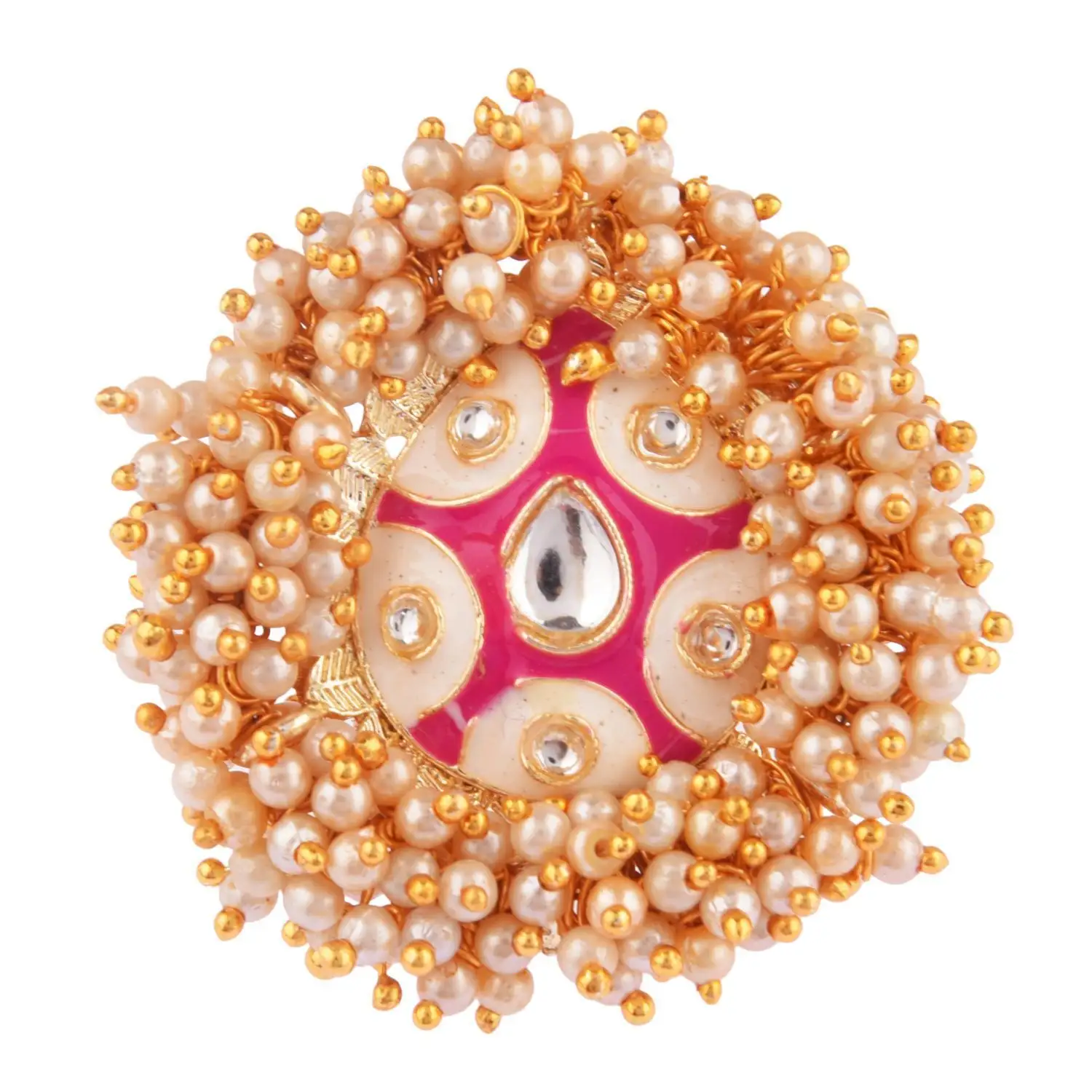 Lanli — bijoux indiens en fausse perles Kundan, anneaux réglables en émail, pour femmes, fabricants de bijoux indiens, rose