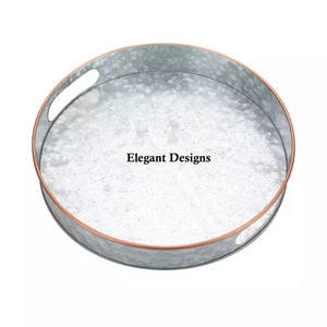 Bandeja de servicio galvanizada hecha a mano de diseñador superventas, plato de forma ovalada ecológico, plato de servicio hecho a mano de alta calidad - Product Image 5