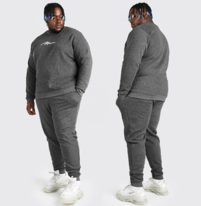 ชุดวอร์มคอกลมสำหรับผู้ชาย,ชุดวอร์มสำหรับนักวิ่งเสื้อวอร์มแบบสวมศีรษะคอกลมแขนยาว2ชิ้นไซส์ใหญ่พิเศษมีหลายสี - Product Image 3